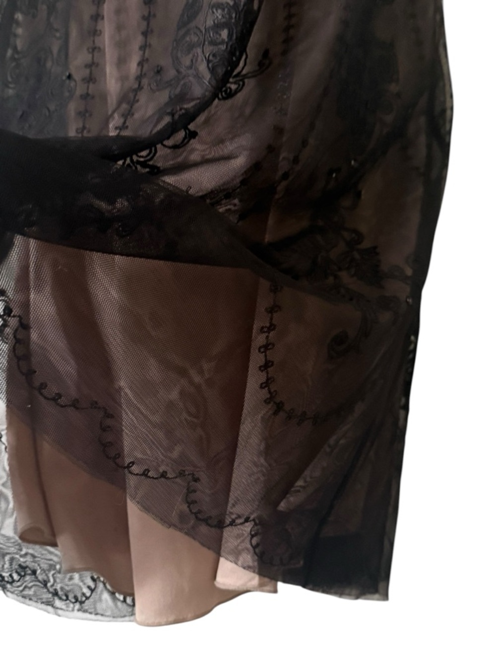 Ann Taylor Loft Black Mesh Embroidered Formal Dress X-Small Petite - Picture 9 of 12